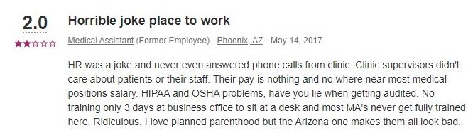 Planned Parenthood Phoenix Arizona Employee Reviews