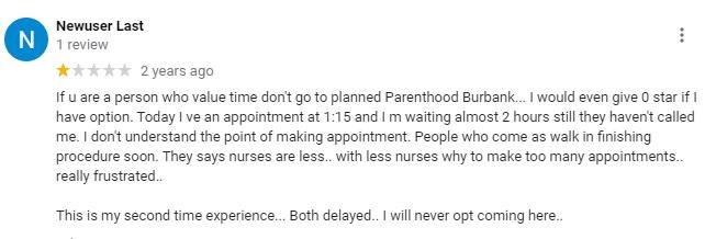 Planned Parenthood Burbank California Patient Reviews