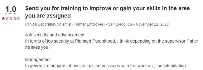 Planned Parenthood San Diego California Employee Reviews