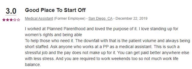 Planned Parenthood San Diego California Employee Reviews