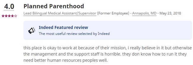 Planned Parenthood Annapolis Maryland Employee Reviews